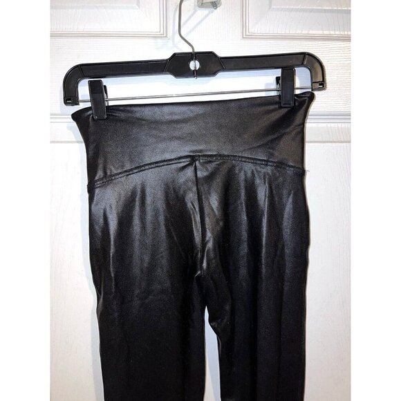 SPANX Womens Faux Leather Wide Waistband Leggings Pants Sz M - Picture 10 of 16